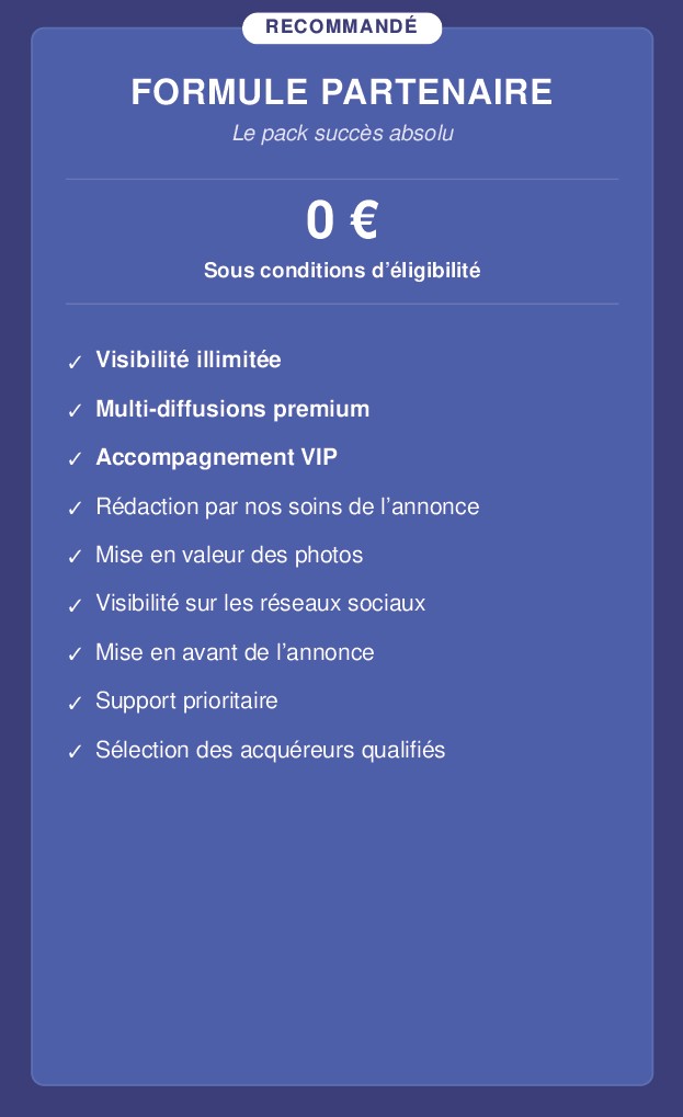 Tarif annonce ventes entreprises