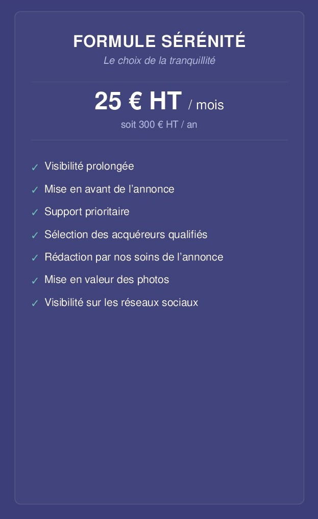 Tarif annonce vente commerce